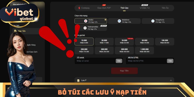Bỏ túi các lưu ý nạp tiền